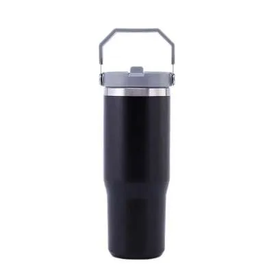 travel tumbler with metal handle